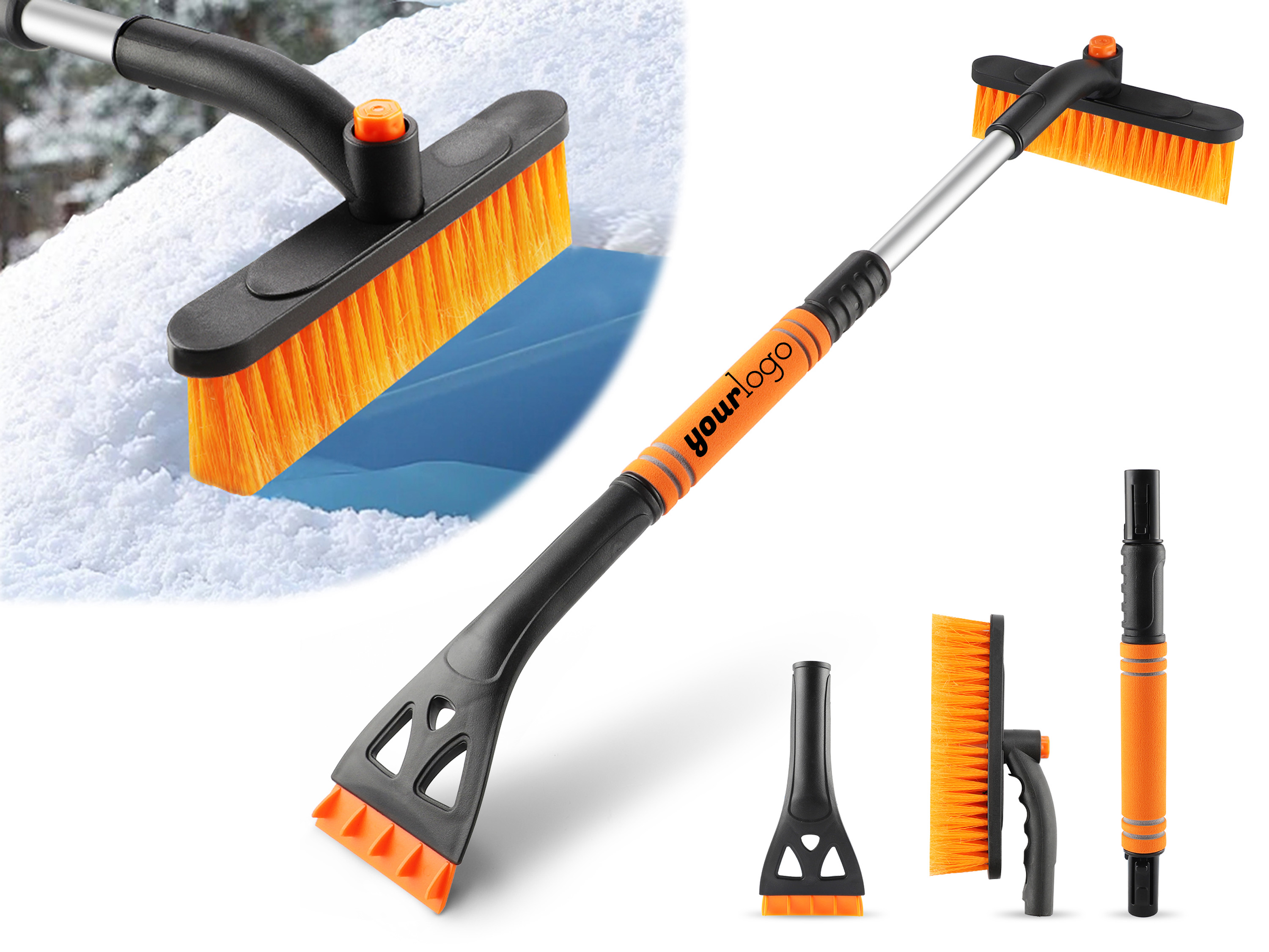 Aluminum Extendable Ice Scraper and Snow Cleaning Brush 2