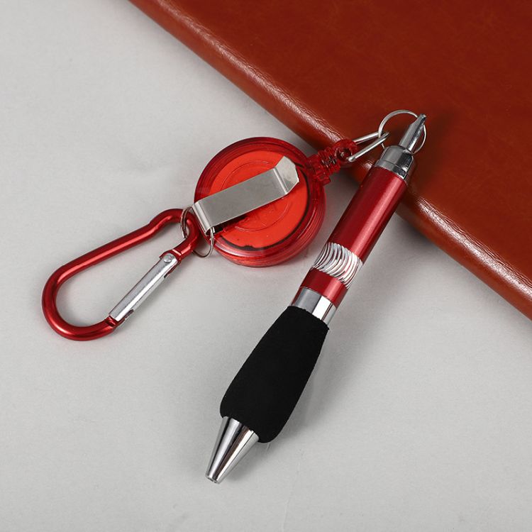 Carabiner Retractable Badge Reel with Pen 2