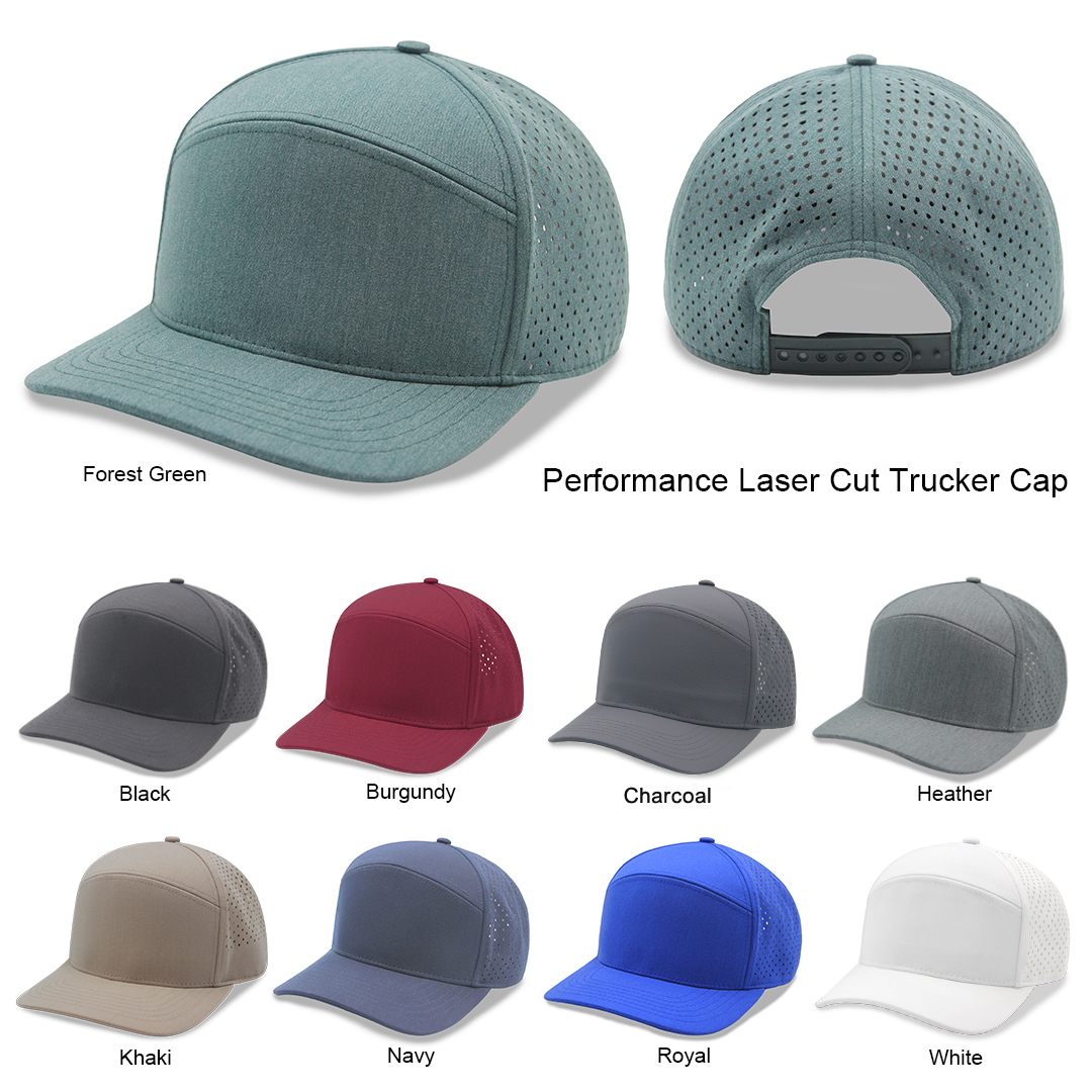 Sport trucker cap w/ laser cut mesh back