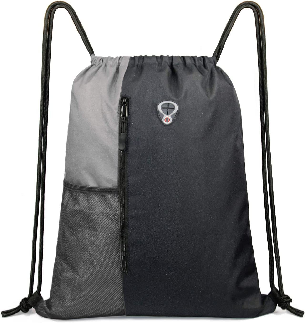Drawstring Backpack with Zipper and Mesh Pockets 4