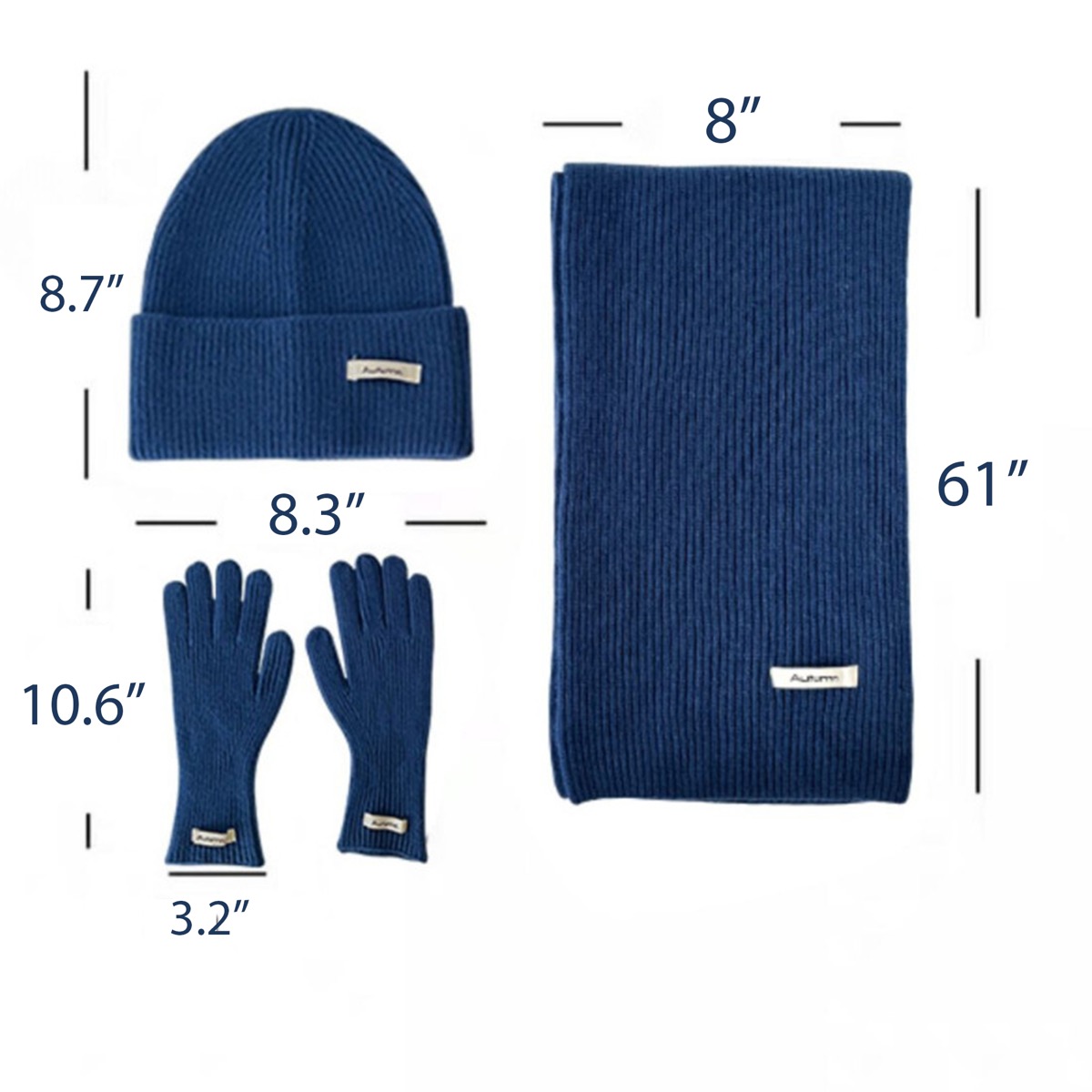 3PcsWinter Knit Hat Scarf Touch Screen Gloves Set Warm Suit 6