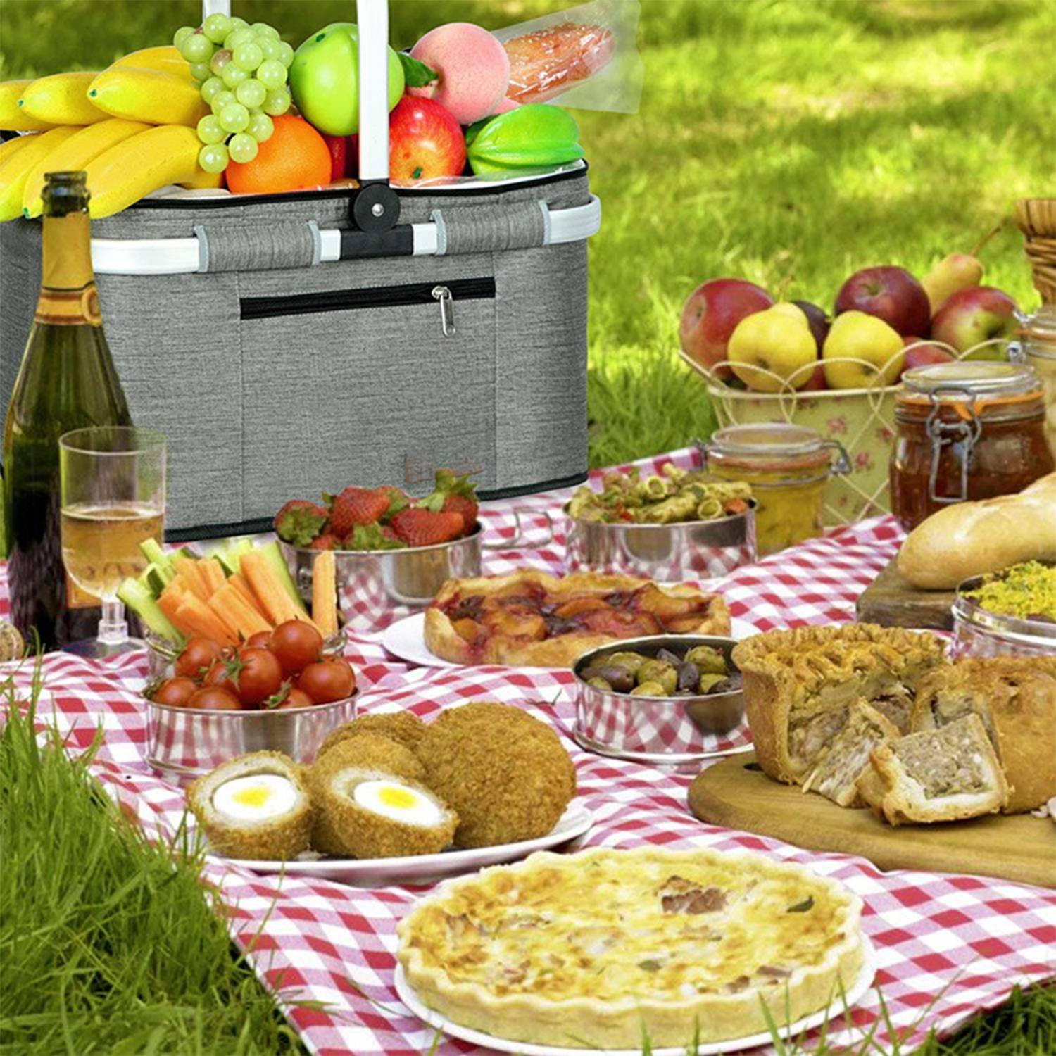 Large Capacity Waterproof Insulated Foldable Picnic Basket 8