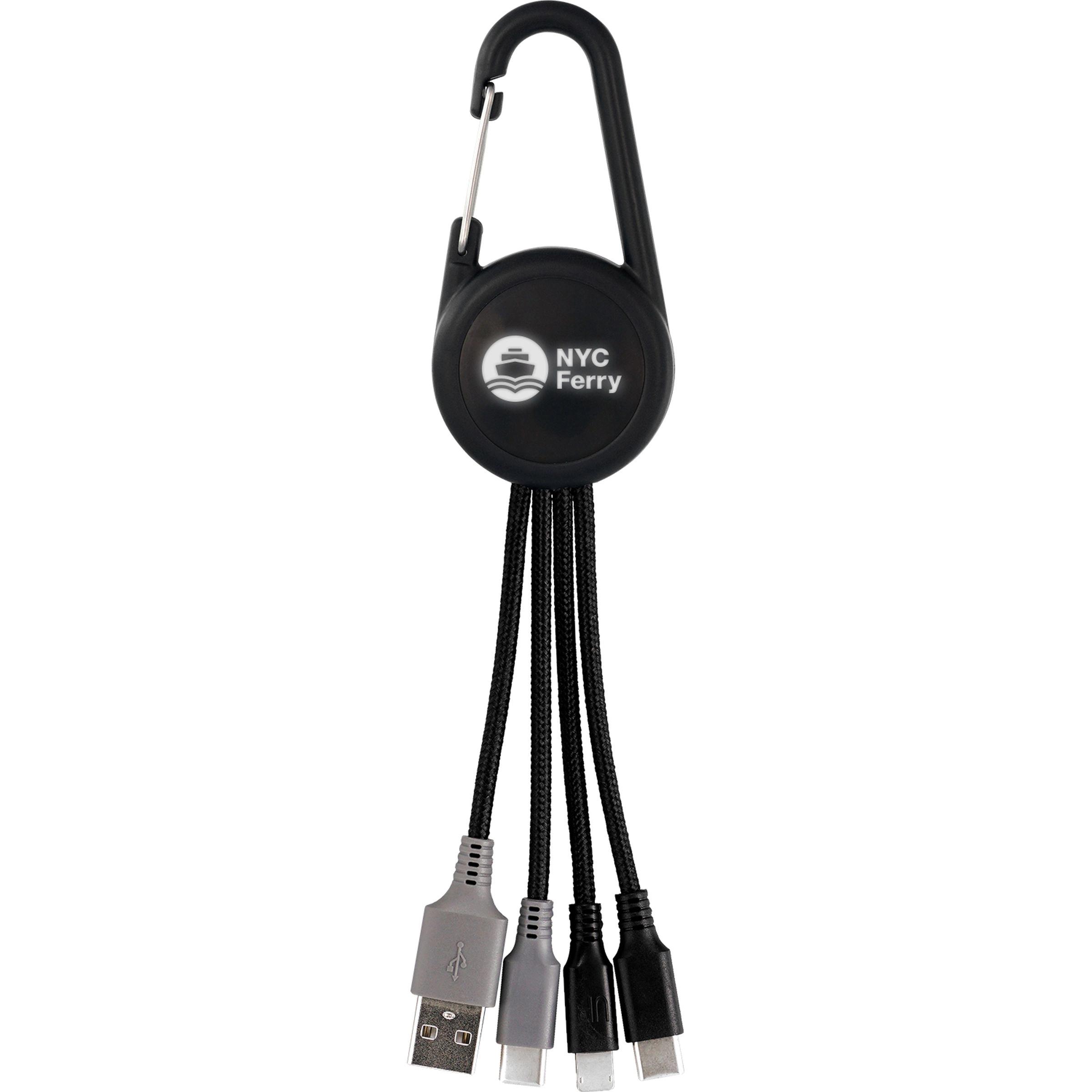 Color Light Up Dual Input 3-in-1 Carabiner Charging Cable 9