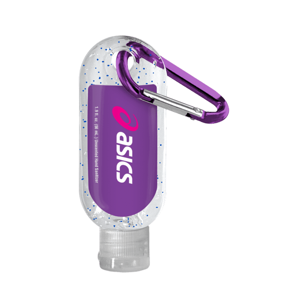 1.9 oz. Single Color Moisture Bead Sanitizer in Clear Bottle with Carabiner 102