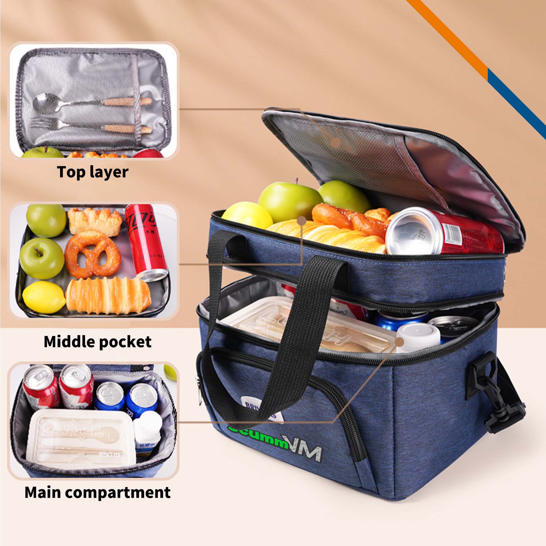 Vipit Double Layer PEVA Crossbody Cooler Bag 8