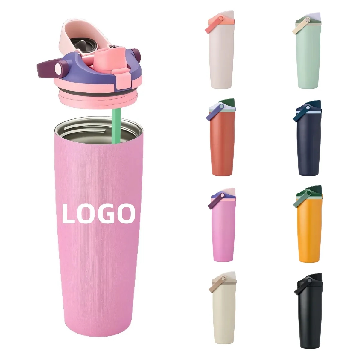 Stainless Steel 30oz Handheld Dual-Drinking Water Bottle 2