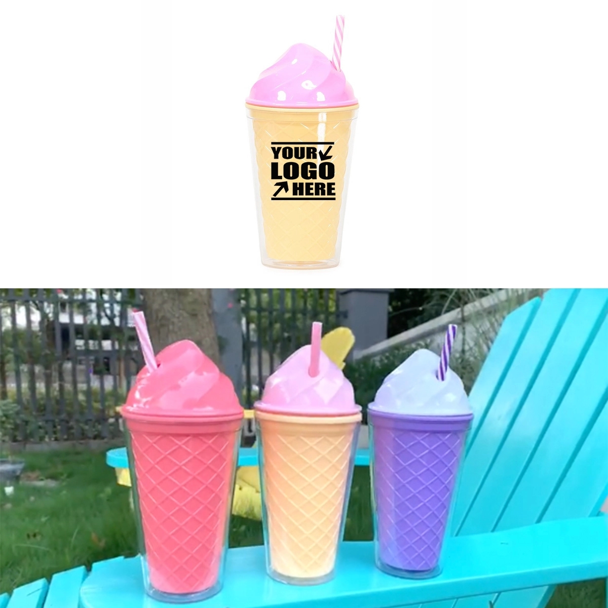 15 oz Ice-cream Cone Shape Water Bottle 2