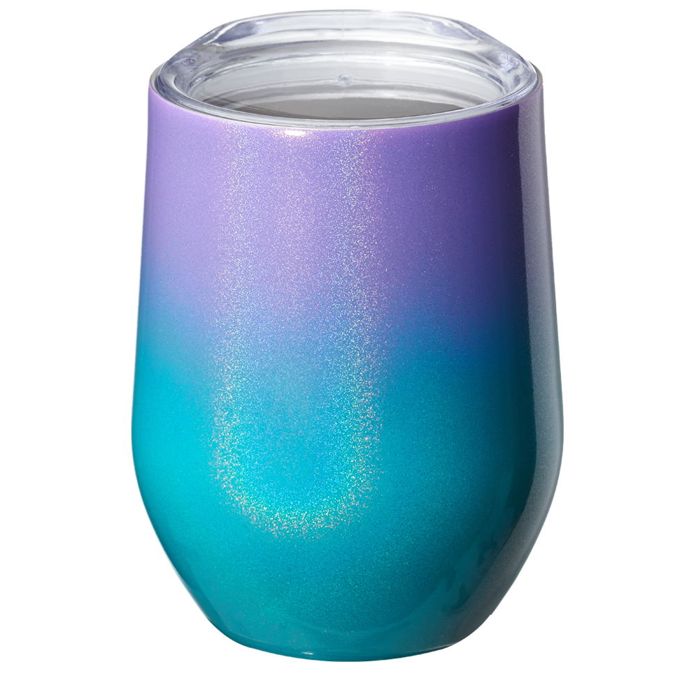 11 oz. Vacuum Iridescent Stemless Wine Glass with Lid 7