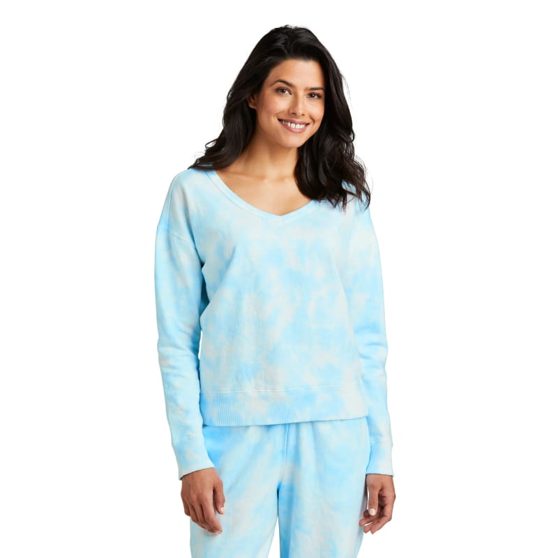 Port & Company Women's Beach Wash Cloud Tie-Dye V-Neck Sweatshirt 4
