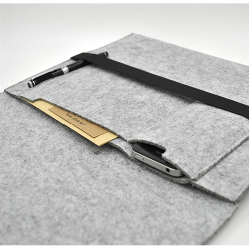 Felt Laptop Sleeve with Flip Top Elastic Band Closure 8