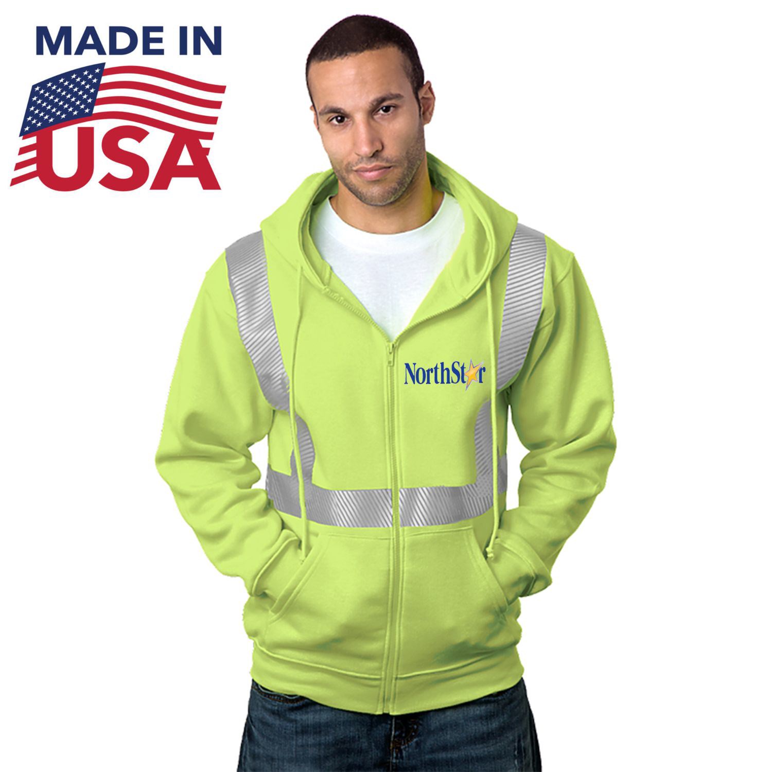 Class 2 USA-Made Pre-Shrunk Segmented Safety Full Zip Hoodie 2