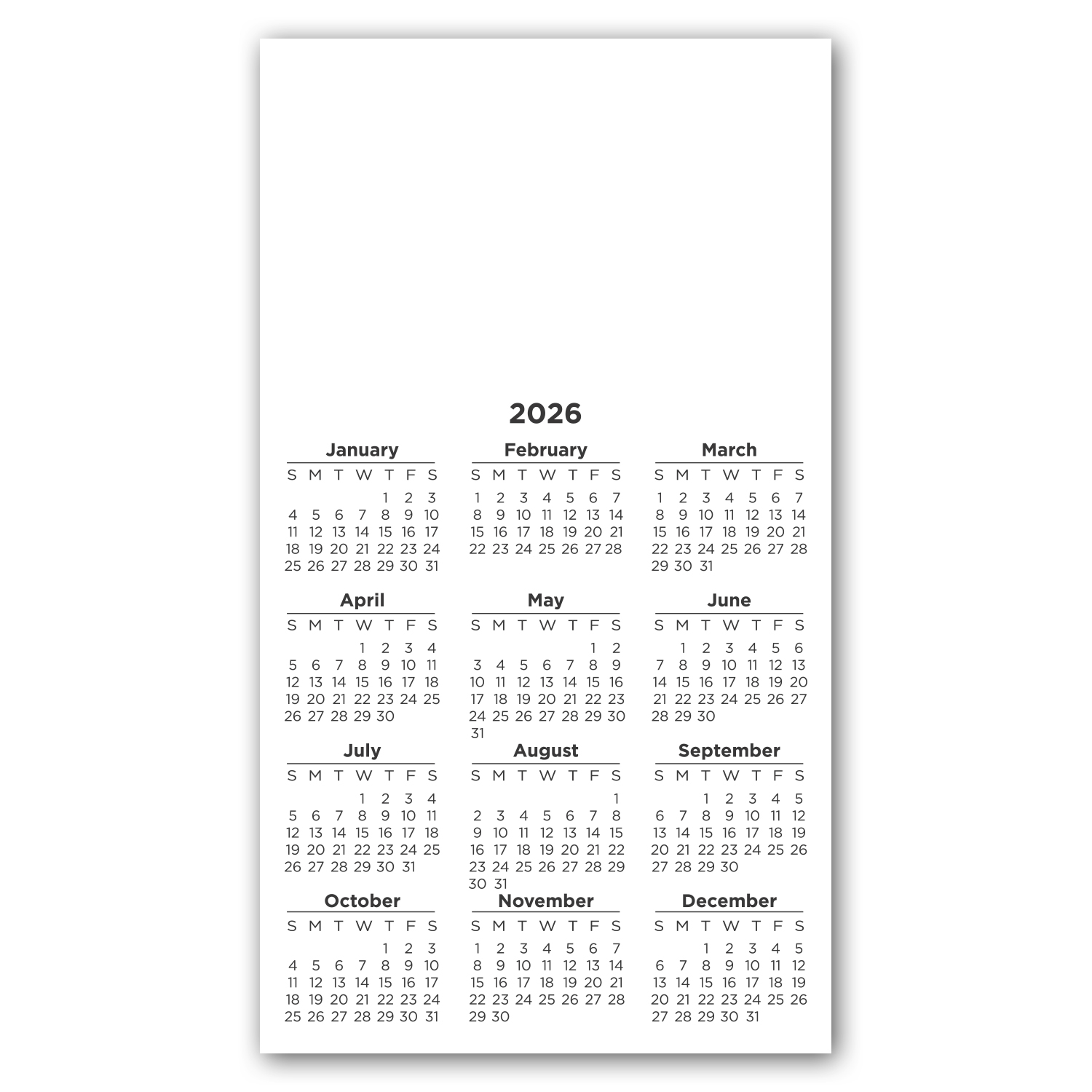Calendar Large Magnet 3-29/32 x 6-15/16 2