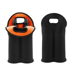 Neoprene Dual Color 2 Bottle Wine Bag With Cutout Handles 37