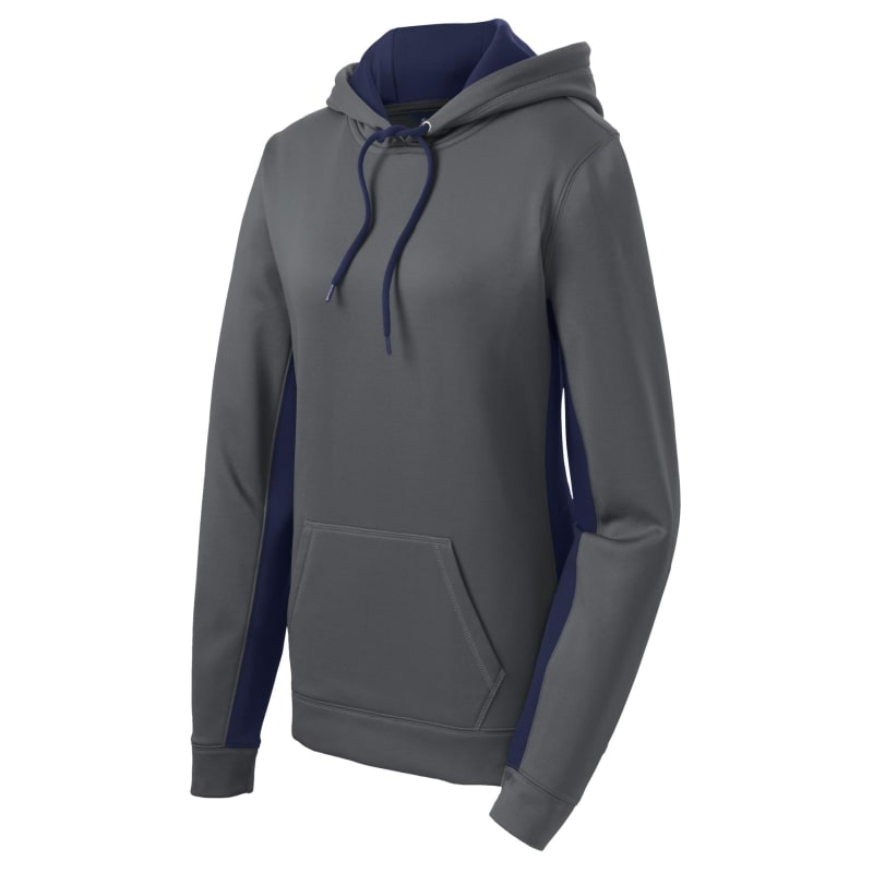 Sport-Tek Women's Sport-Wick Fleece Colorblock Hooded Pullover. 15