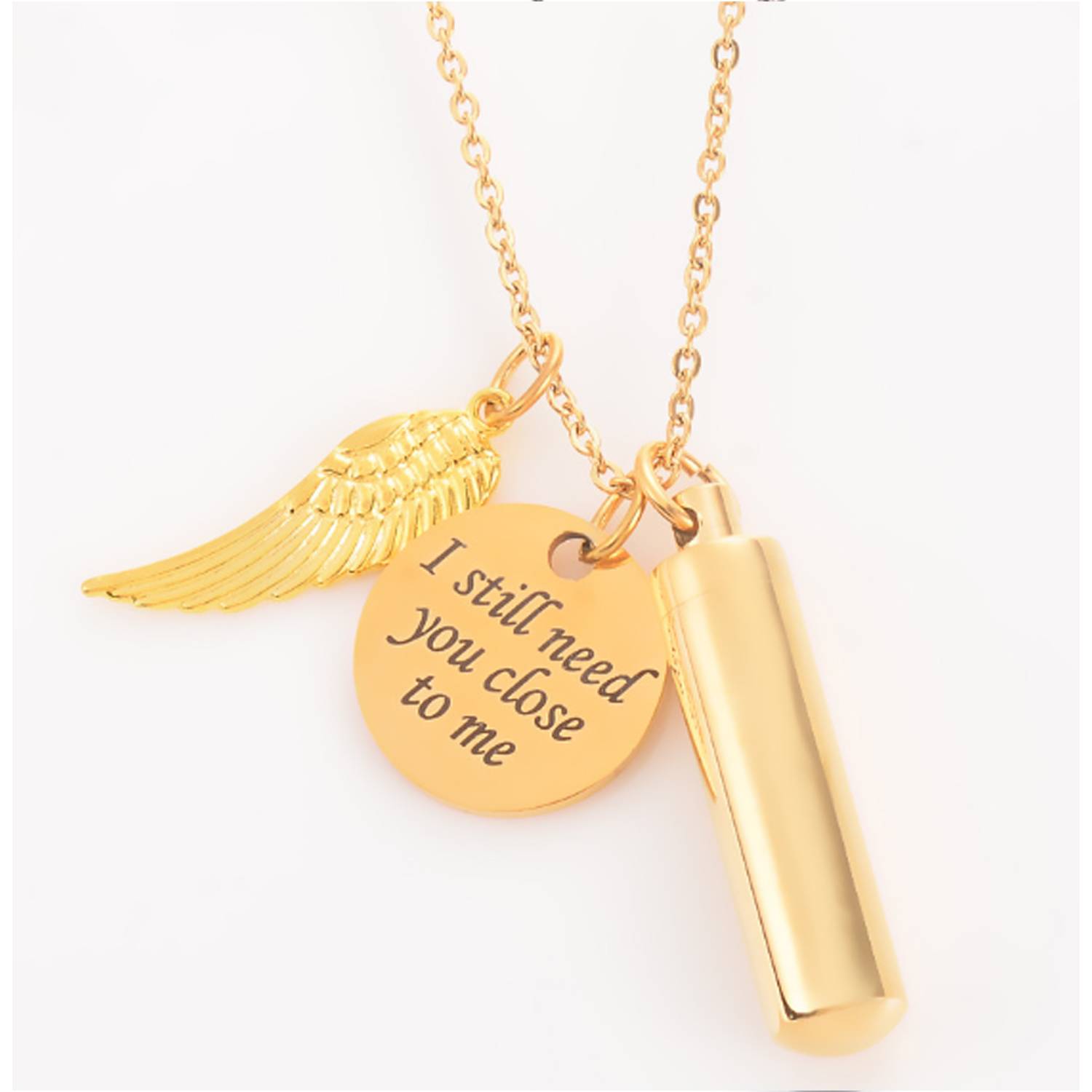 Wing Cylinder Pendant Necklace 4