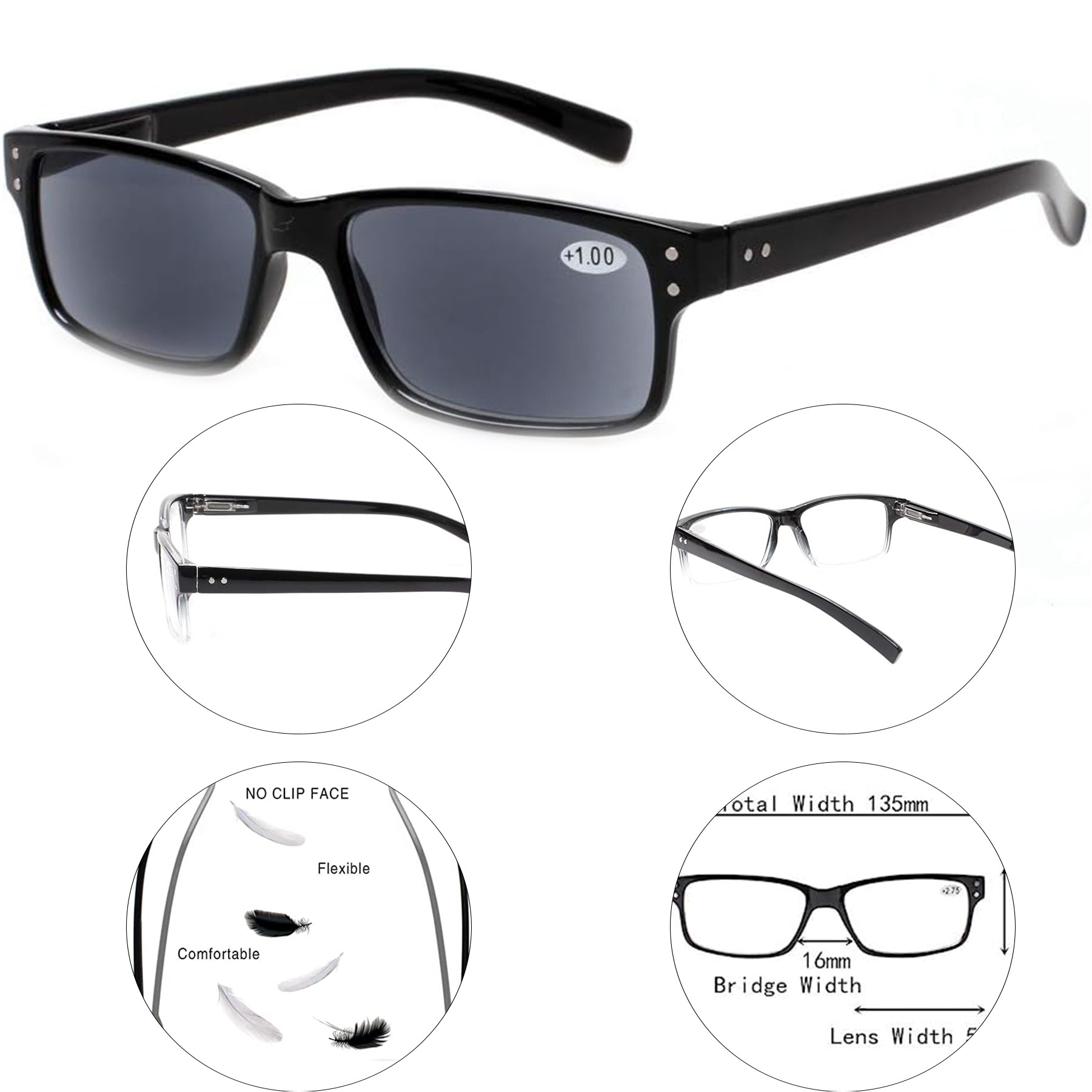 Mix Color Quality Reader Spring Hinge Plastic Reading Eyeglasses 3
