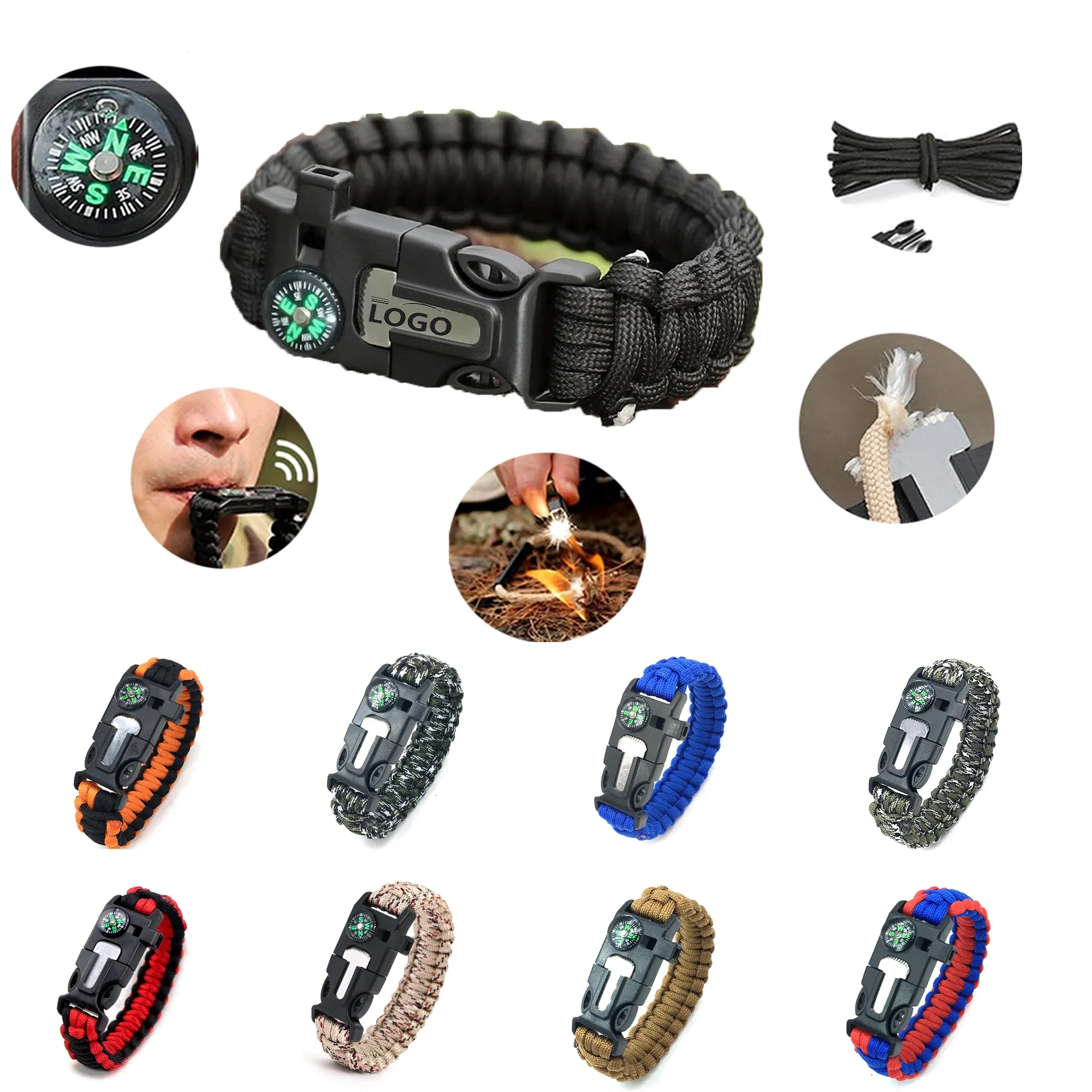 5-in-1 Outdoor Survival Rope Keychain 8