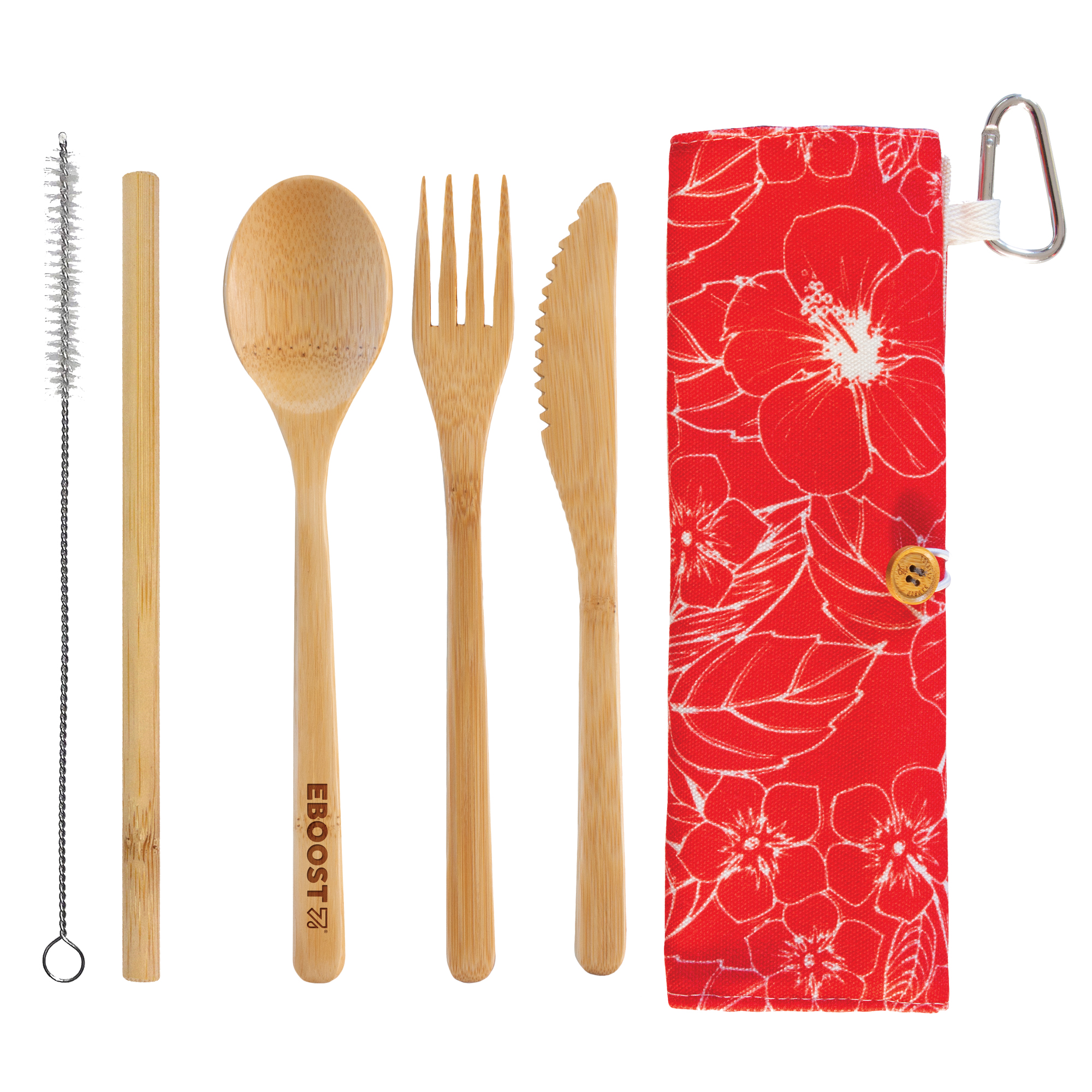 Take-Along Flatware Utensil Roll - Red Hibiscus 7