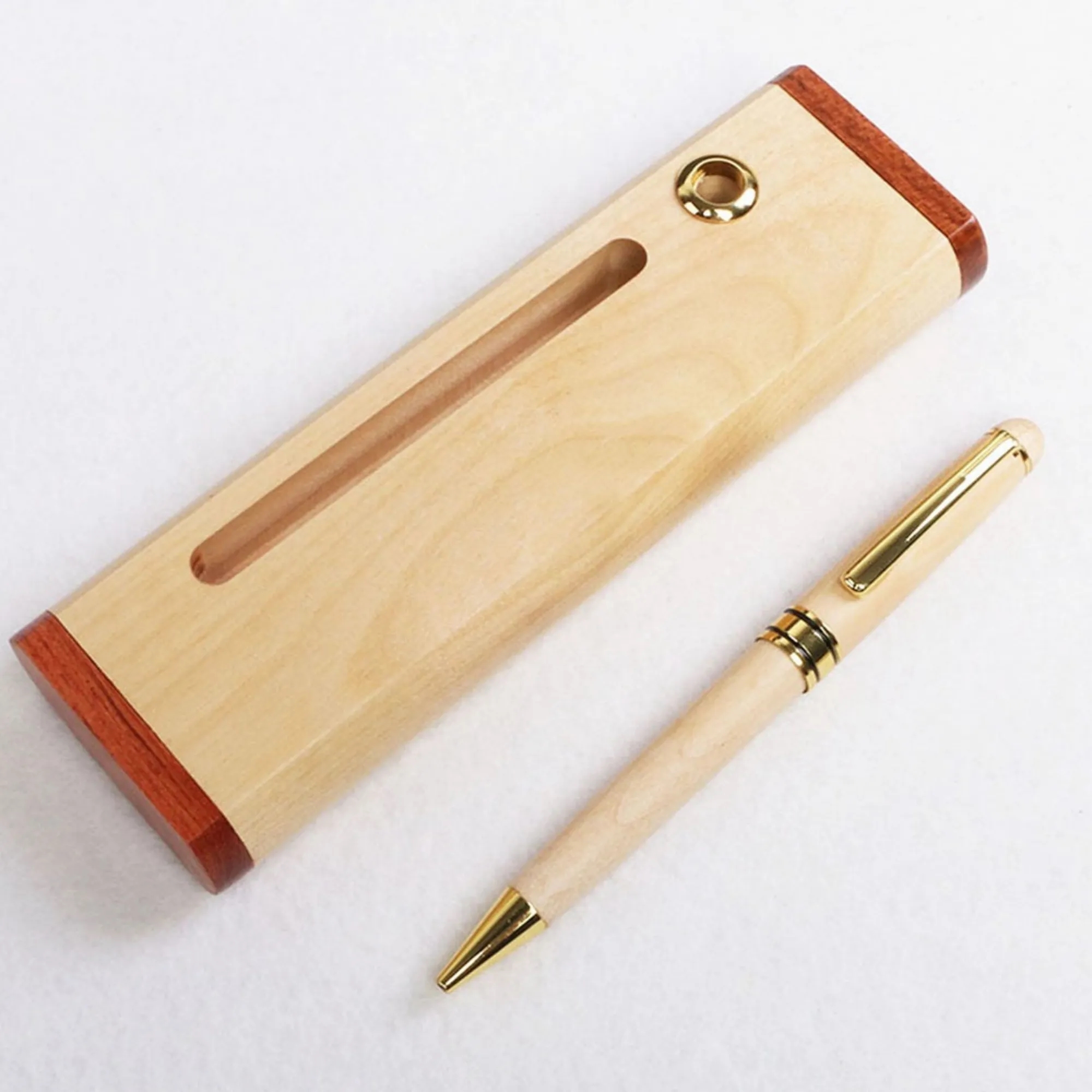 Inlaid Wood and Maple Pen & Business Card Holder Set 9