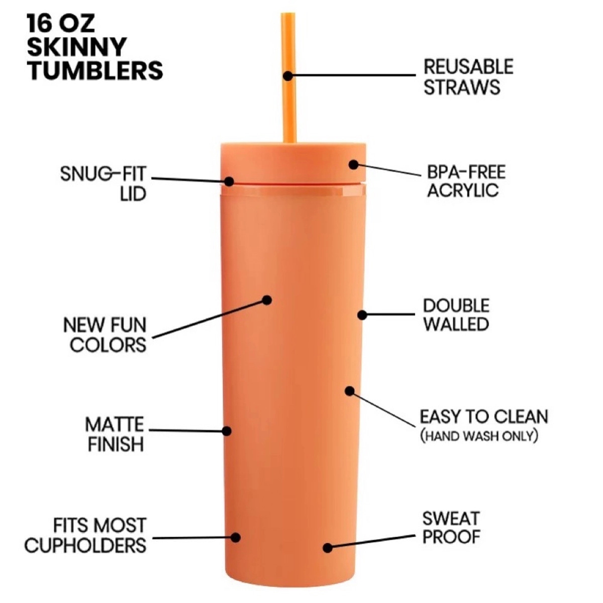 16Oz Double-Walled Skinny Tumbler 3