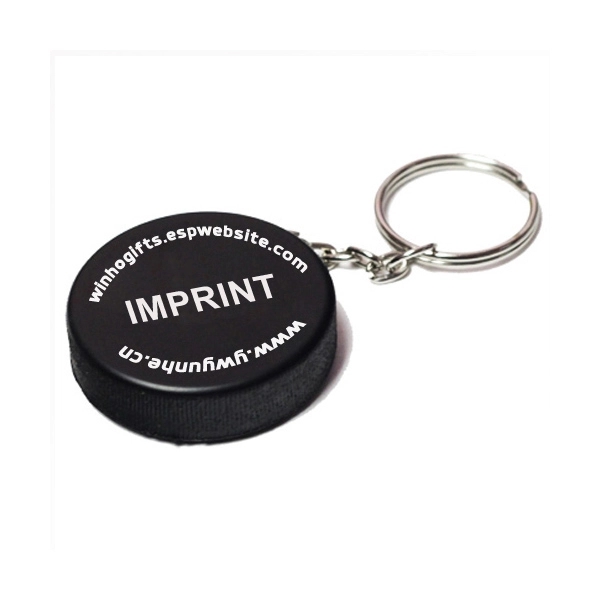 Hockey Puck Stress Reliever Keyring 1
