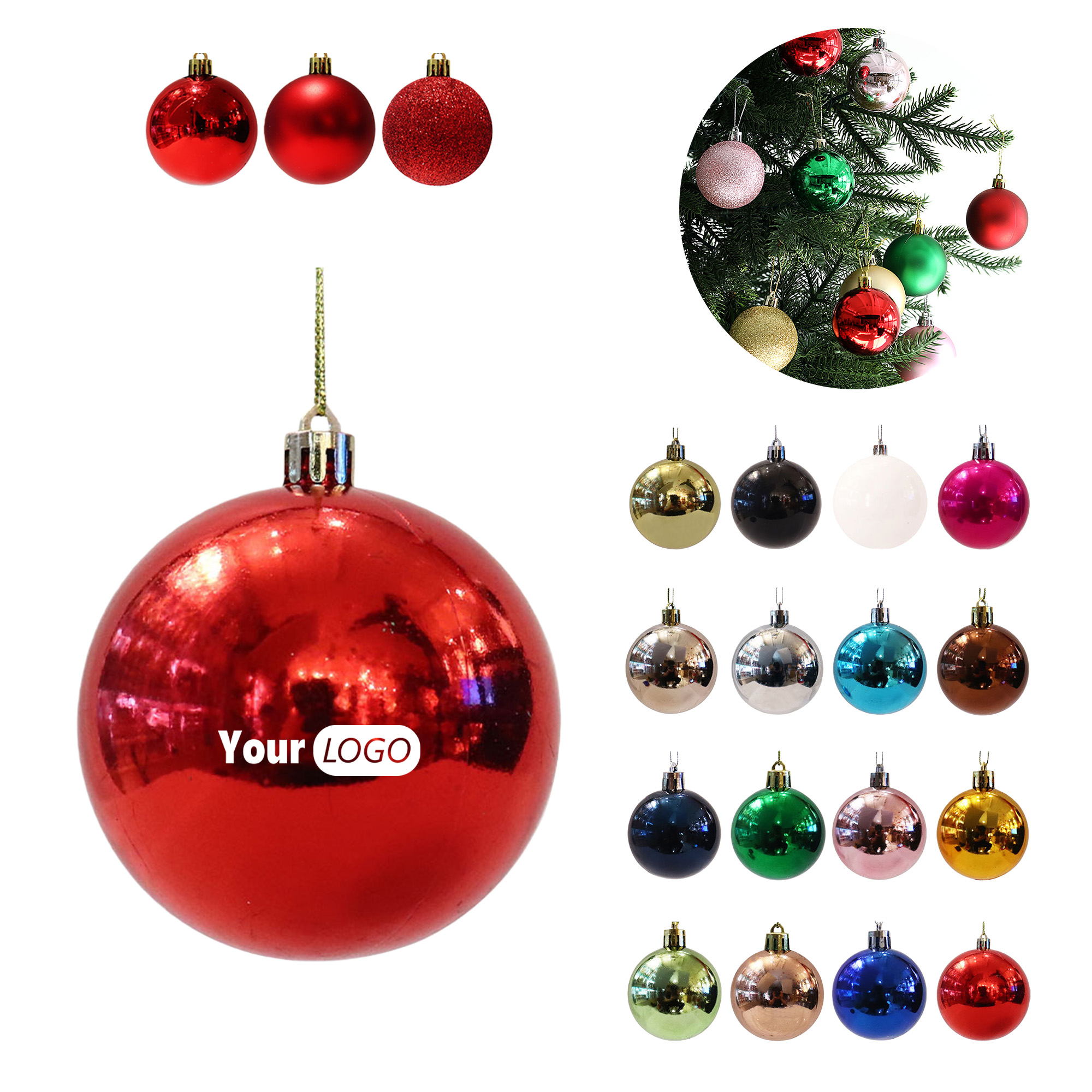 Custom Logo Christmas Tree Ball Ornament 5