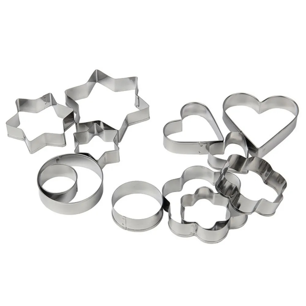 Baking Cookie Cutters Set Flower Round Heart Star Shaped 5