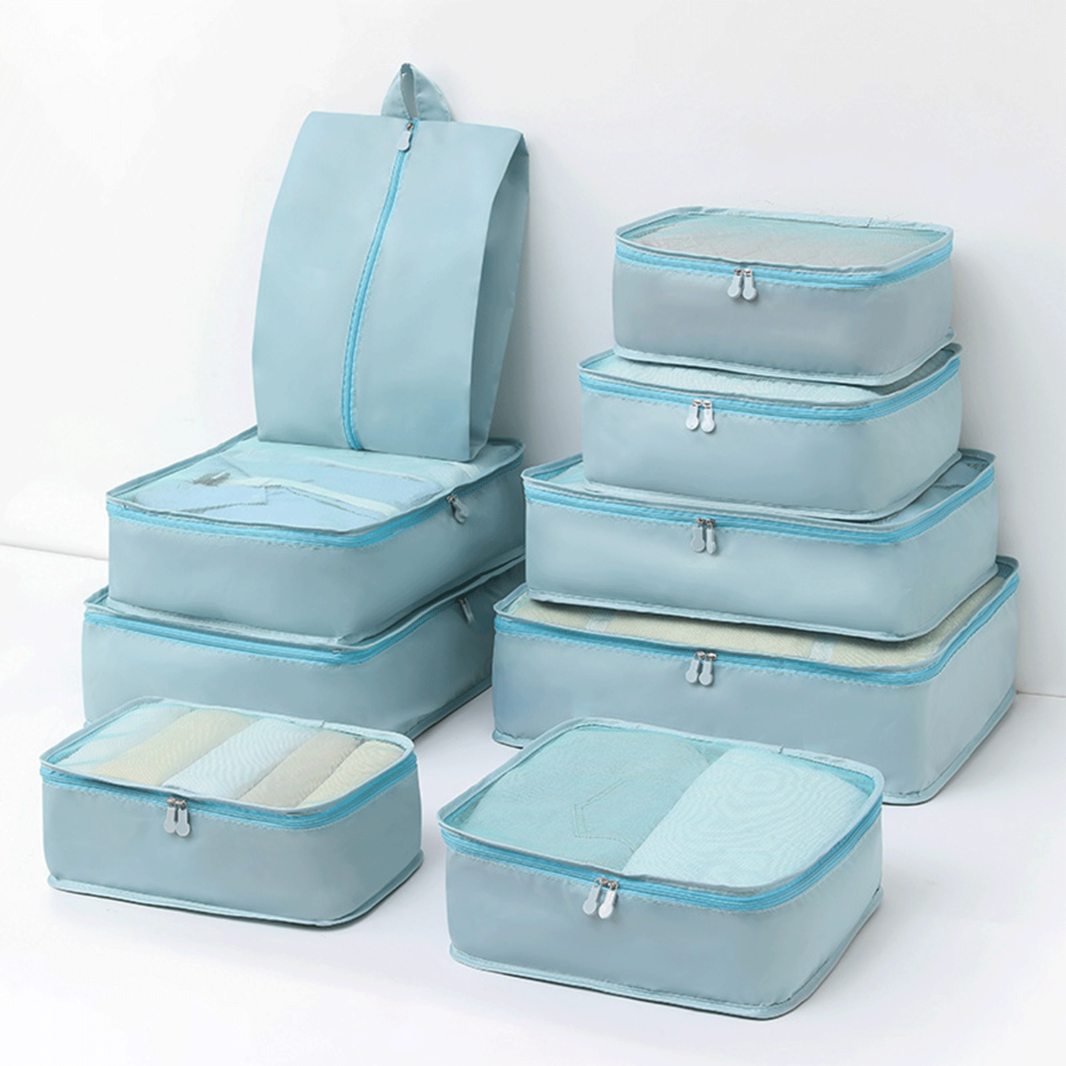 9-Piece Set Travel Storage Packing Cubes Luggage Organizers 7