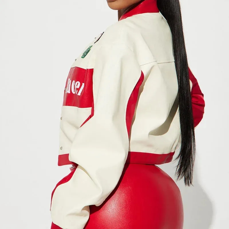 Women's Genuine Leather Racing Jacket 4