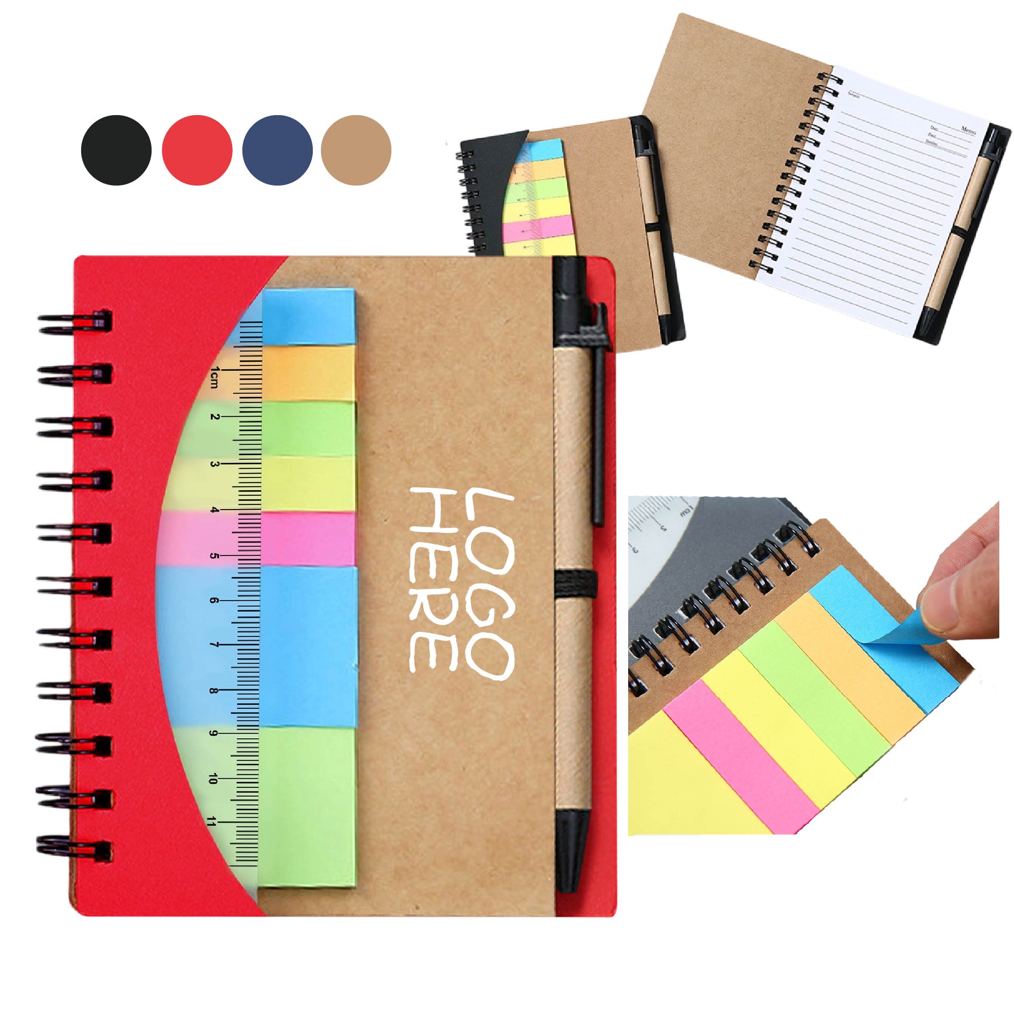Lined Spiral Notebook With Pen Ruler And Sticky Notes 2