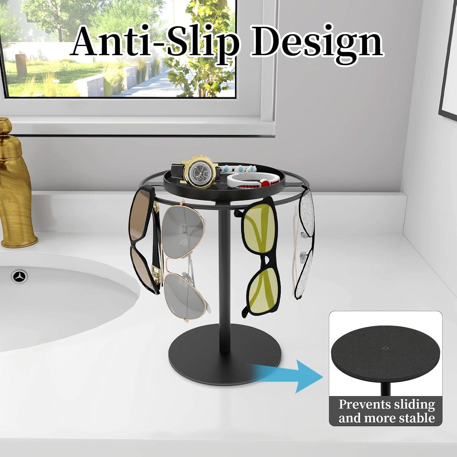 Desktop Sunglasses Jewelry Display Stand w/ Tray 4
