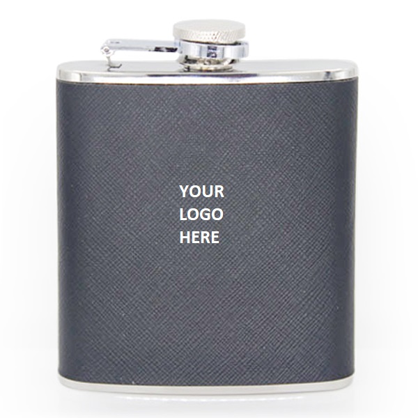 Leather Cover Stainless Steel Hip Flask 6oz 4