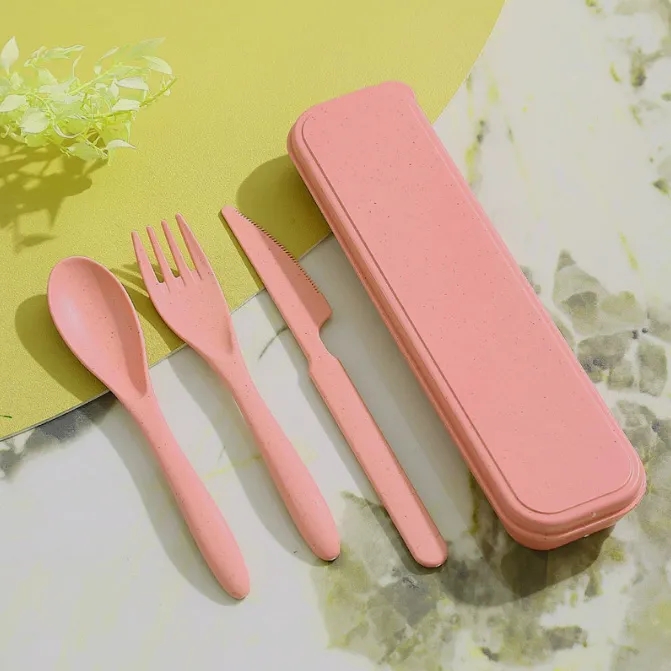 Eco-Friendly 3-in-1 Wheat Straw Utensil Set 4