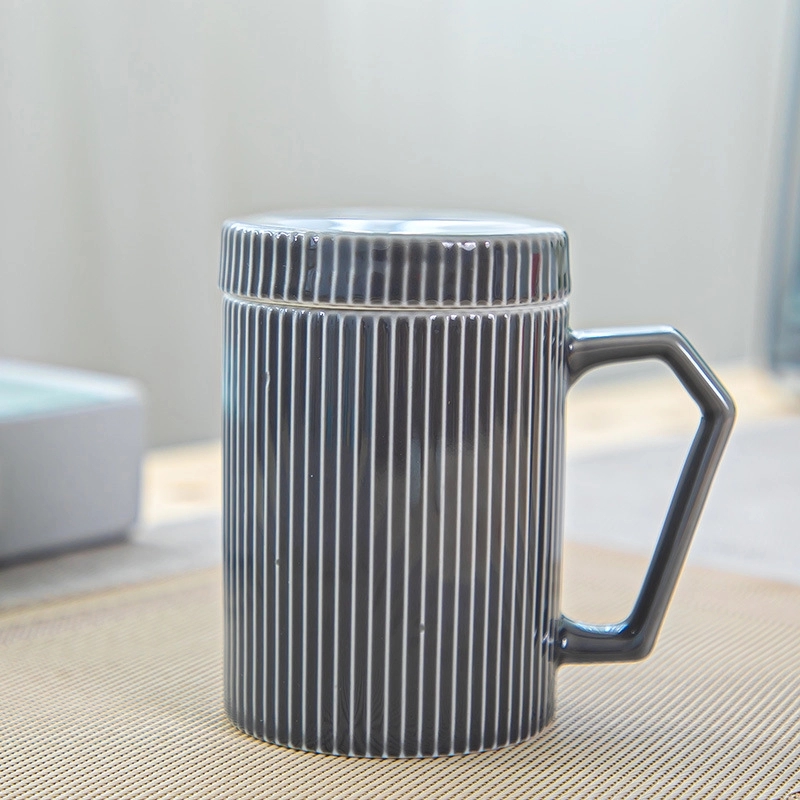 Custom 12 Oz Creative Striped Ceramic Mug 13