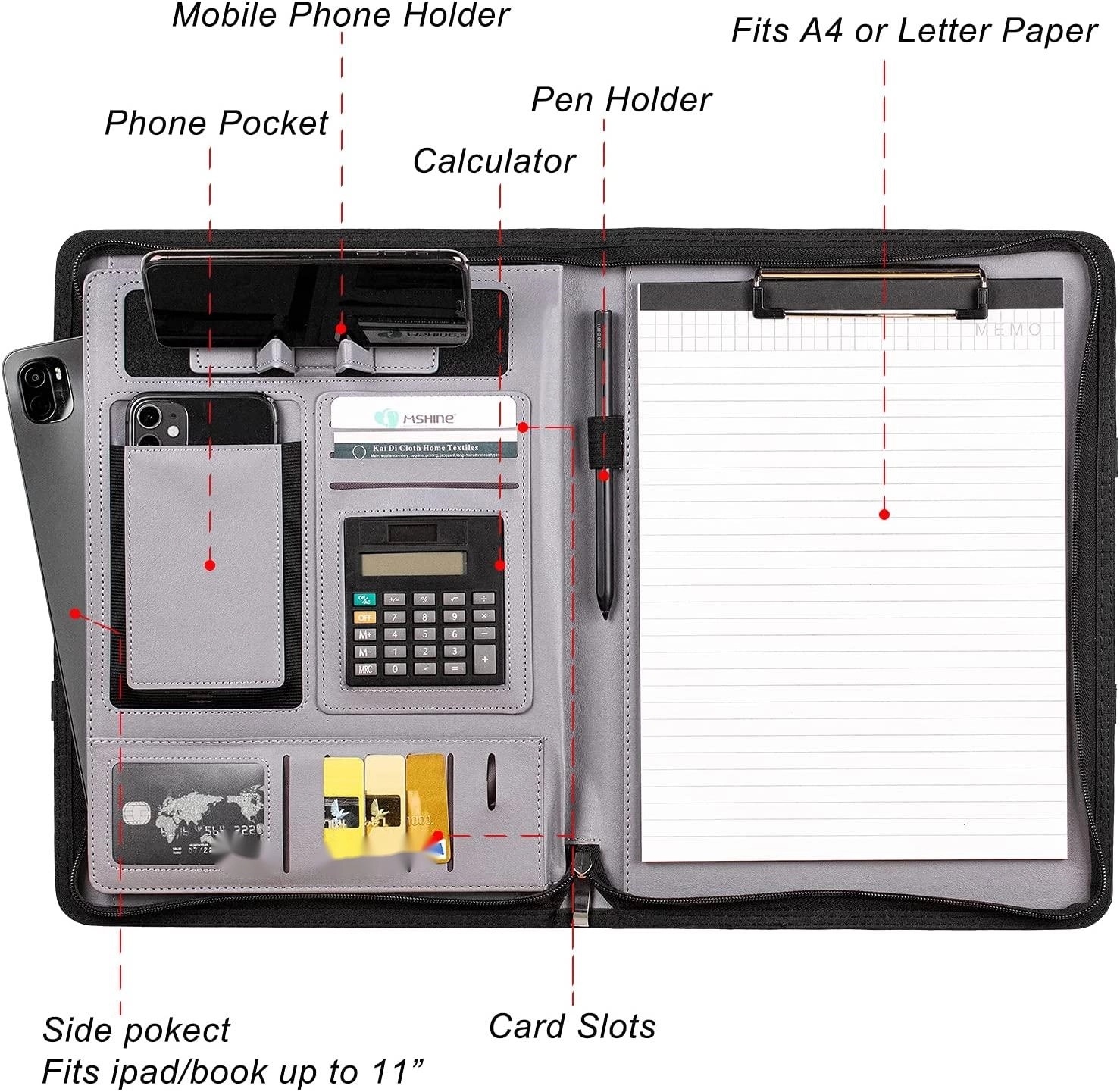 Portfolio Organizer with Writing Pad Handle 4