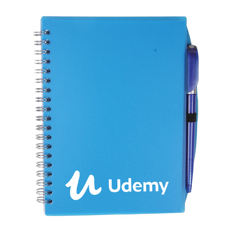 5-3/4" x 7" Color-Pro Spiral Unlined Notebook with Pen 1