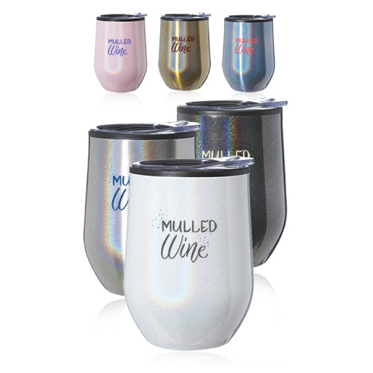 12 oz. Iridescent Stemless Wine Glasses with Lid 4