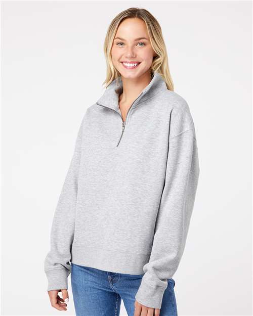 Women's Sueded Fleece Quarter-Zip Sweatshirt - W22713 2