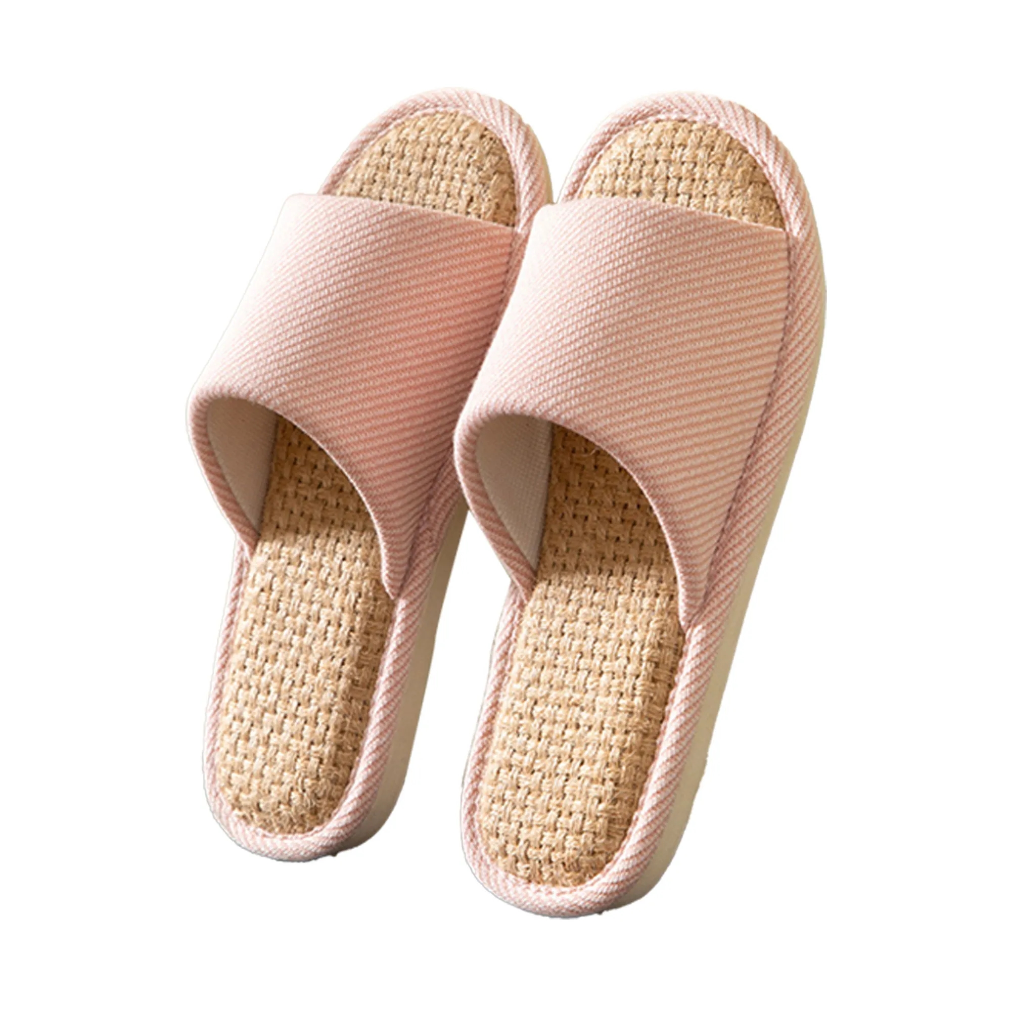 MOQ 30 Summer Linen Slippers Indoor Quiet Breathable 4