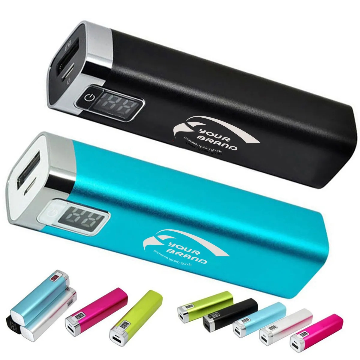 2600 mAh Mini Aluminium with LED Display Portable Power Bank 2