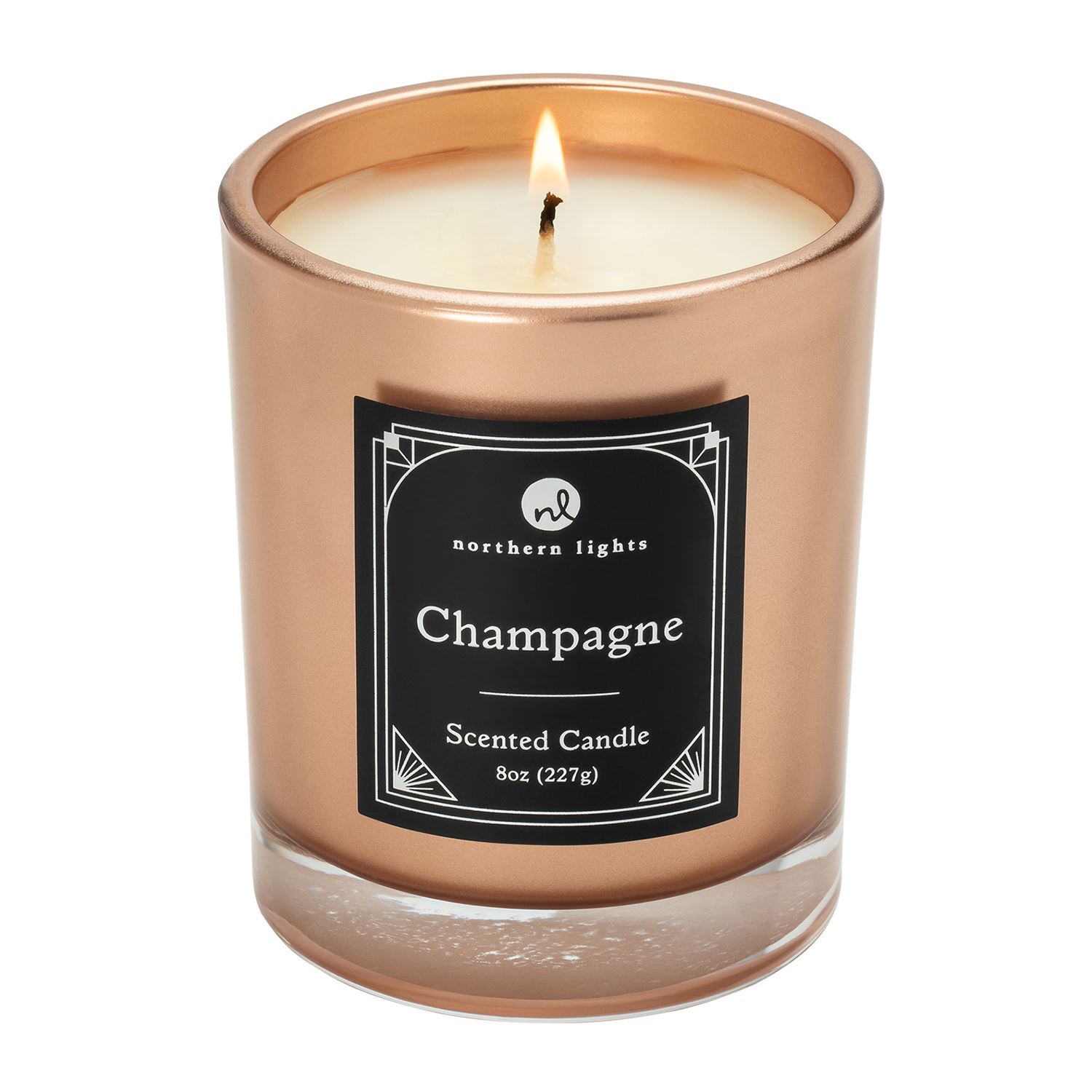 Rose Gold Rechargeable Candle Lighter & 8 oz Champagne Candle Gift Set
