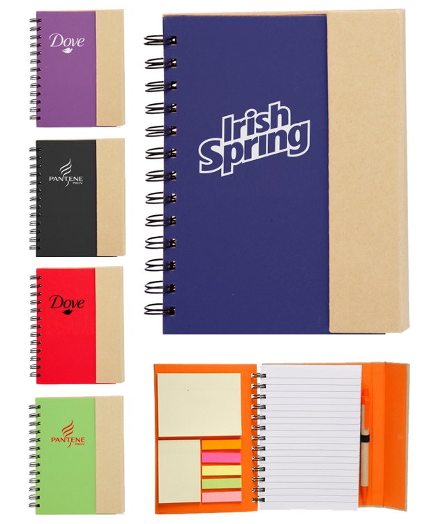 Eco Magnetic Notebook w/Sticky Notes and Flags & Pen 2