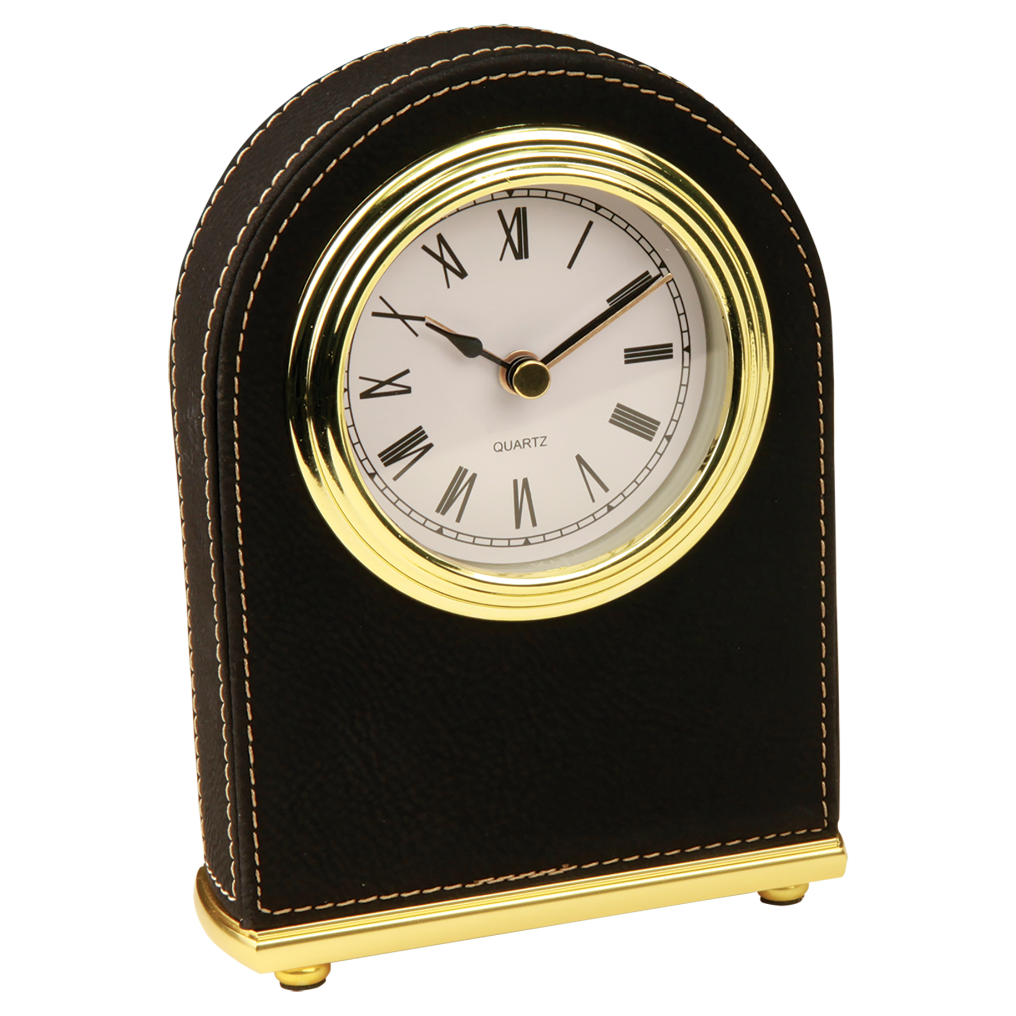 5.5" Light Brown Leatherette Arch Desk Clock 22