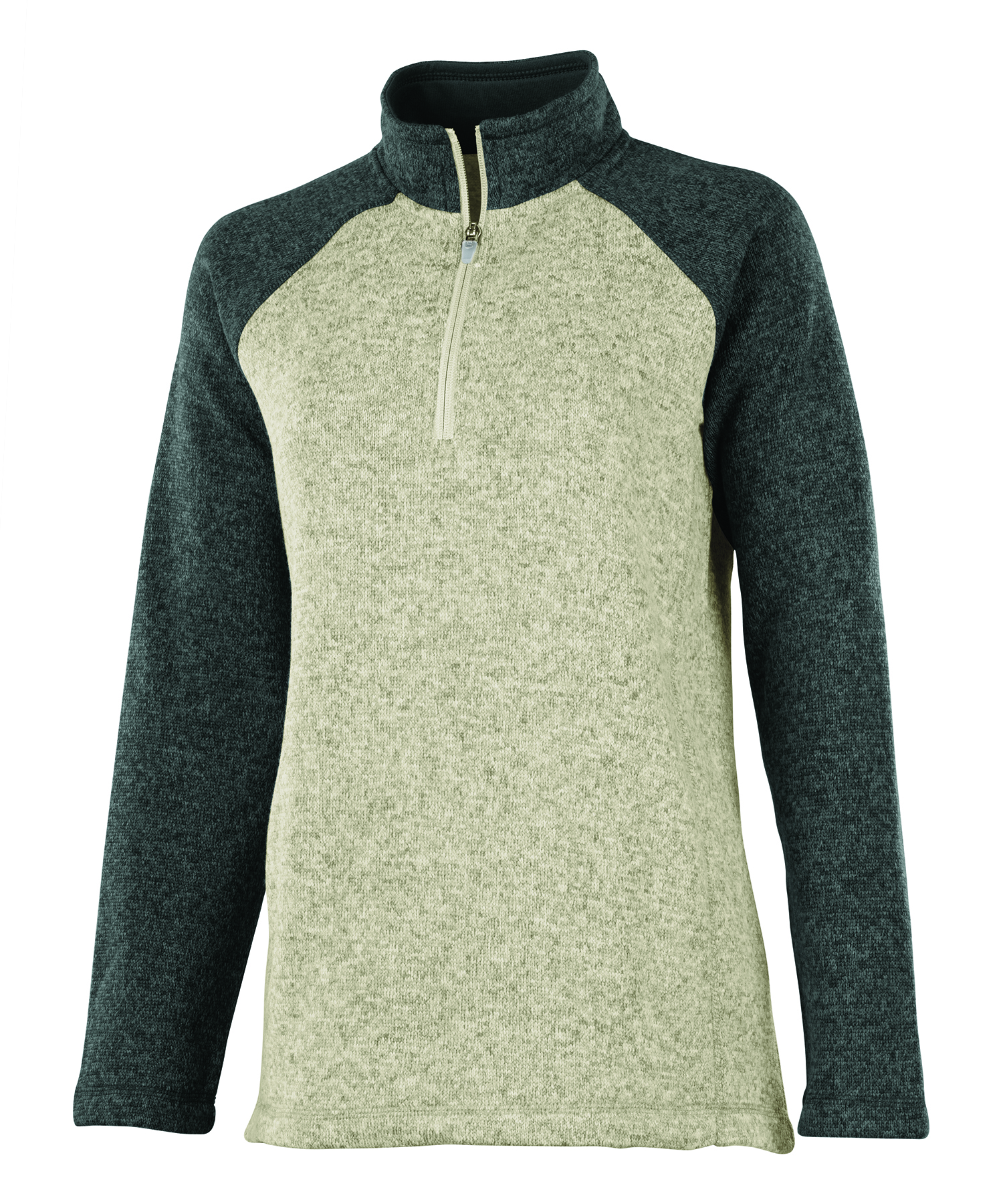 Women's Quarter Zip Color Blocked Heathered Fleece