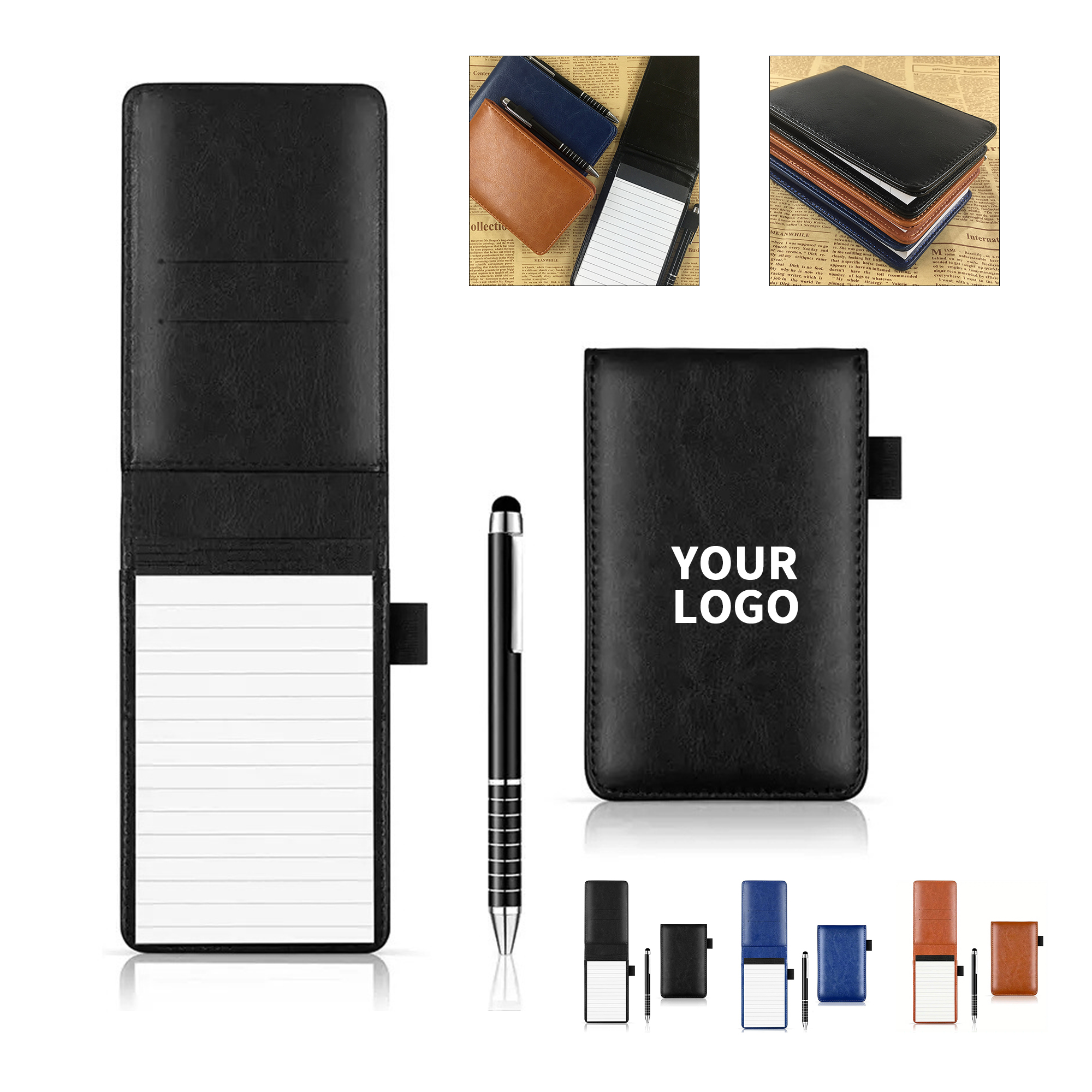 Synthetic Leather Pocket Notepad With Metal Ballpoint Pen 3