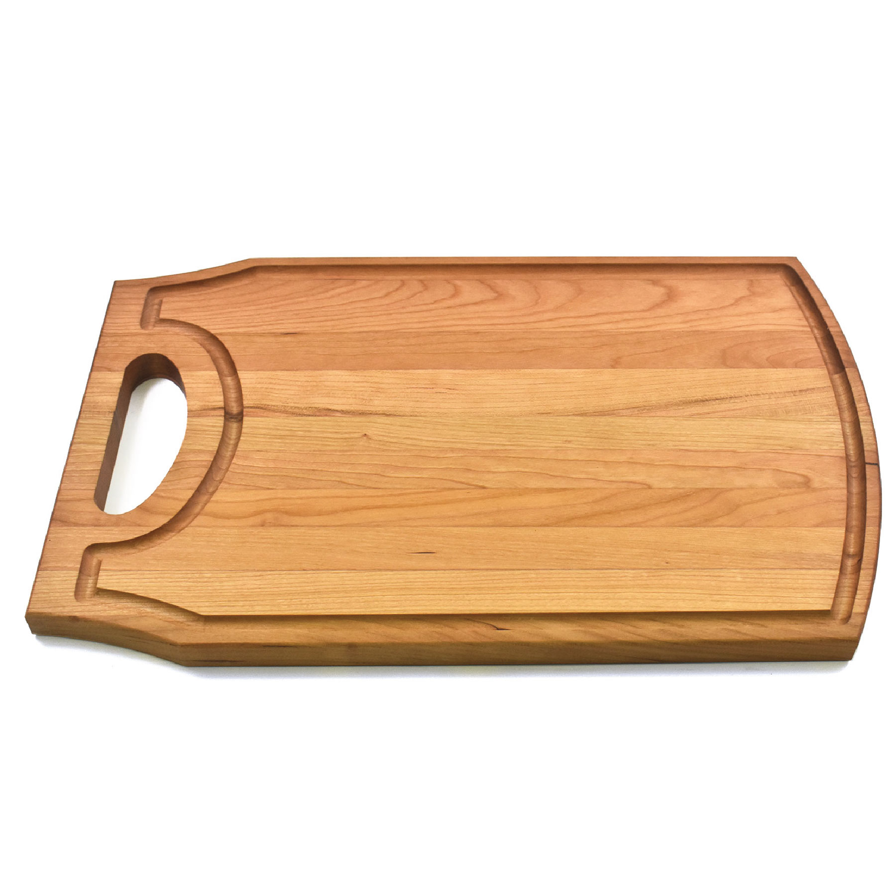 10 1/2" x 16" x 3/4" Cherry Cutting Board with Handle & Juice Groove 3