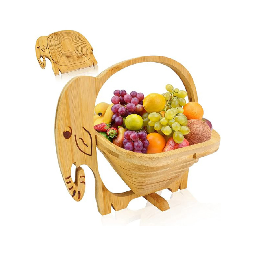 Foldable Bamboo Elephant Fruit Basket 8