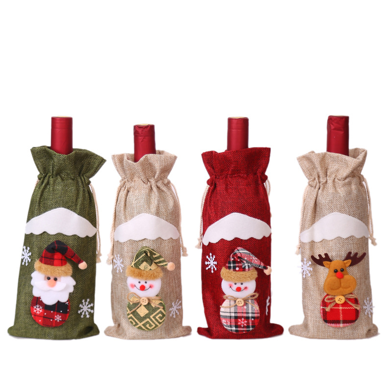 Wine Bottle Bags with Drawstrings, Reusable Wine Bottle Covers for Christmas 1