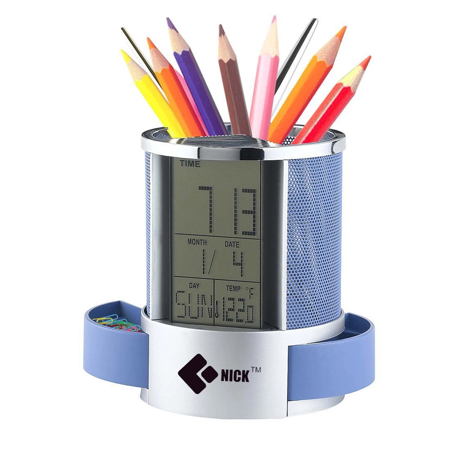 Multifunction Desk Clock with Pen Cup 1