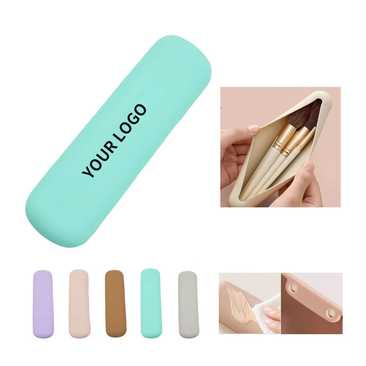Silicone Makeup Brush Case with Snap Closure 4